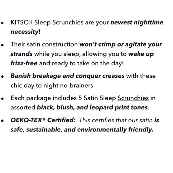 🌸 Kitsch Assorted Satin Sleep Scrunchies Set of 5 NIB / NWT - Picture 2 of 8